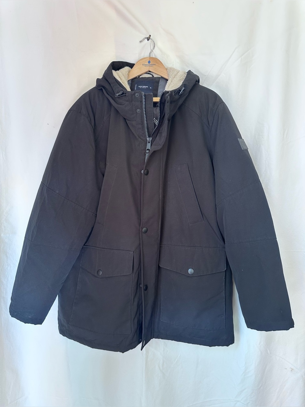 Lucky Brand Men's Black Hooded Puffer Jacket